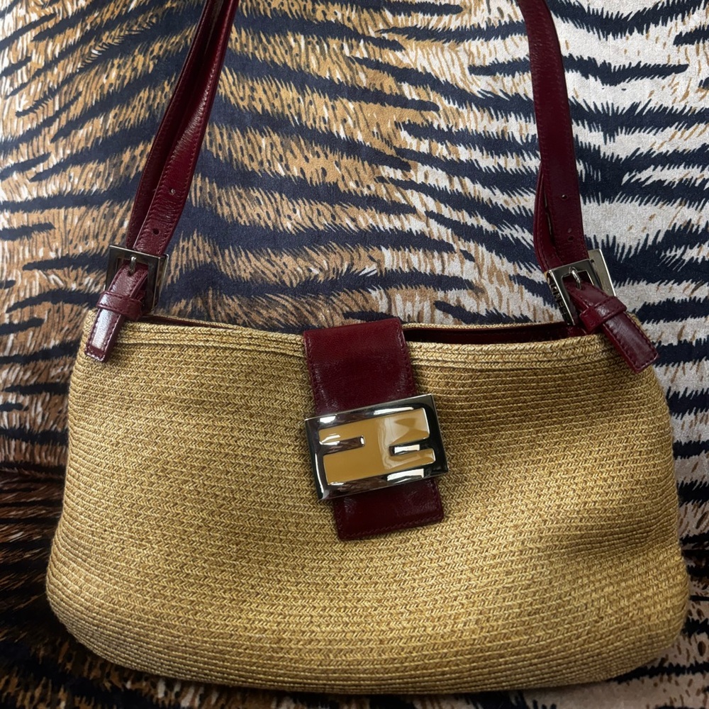 Fendi Mama Baguette Candy Raffia Bag w/ Entrupy Cert
